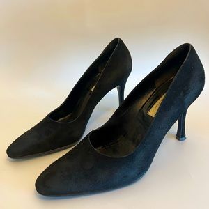 Diego Della Valle Black Suede Leather Stiletto Pumps Size 7.5 Designer Shoes